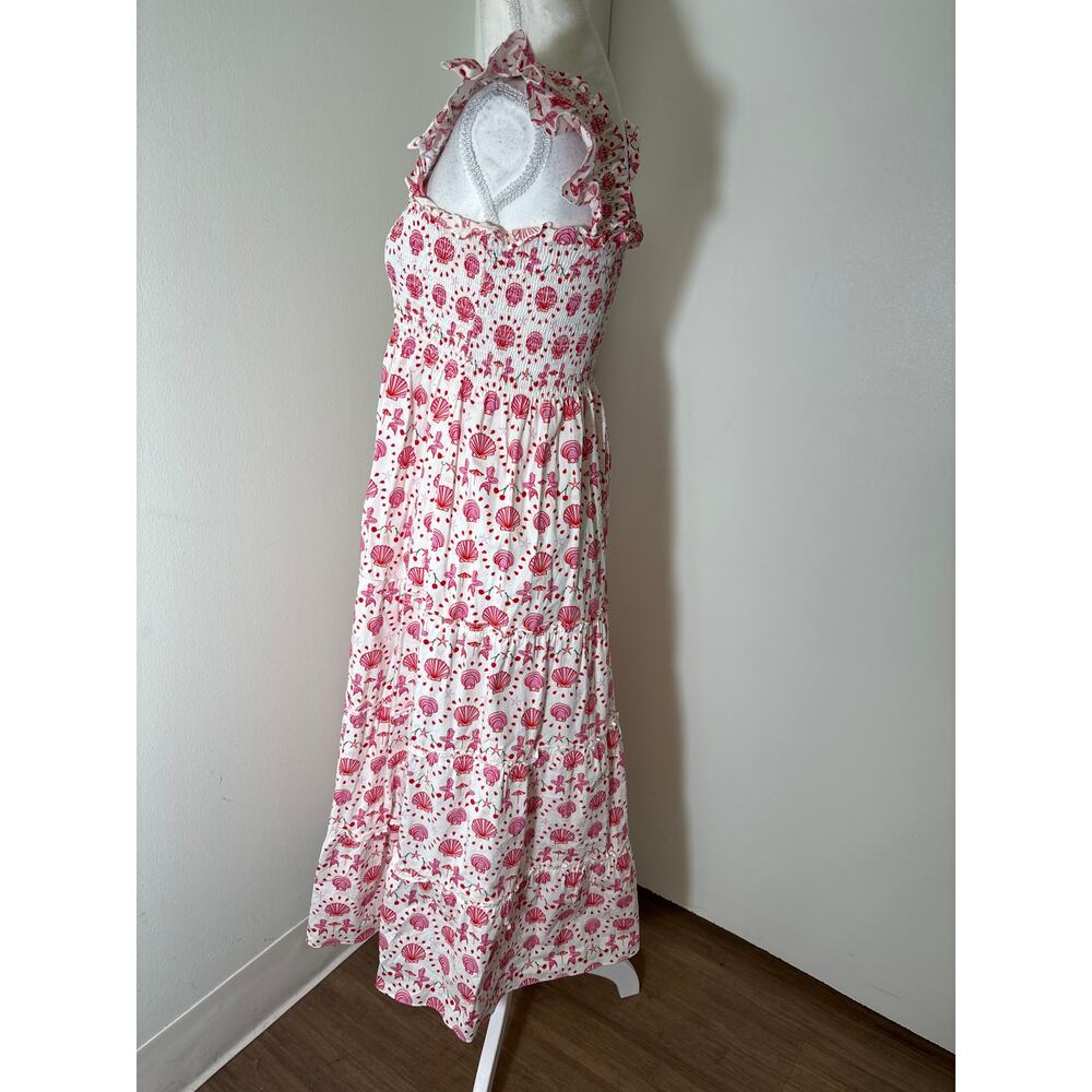 Hill House The Nap Dress Pink White Sea Shell Cotton Maxi Dress Sz S - Picture 2 of 5